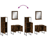 3 Piece Bathroom Cabinet Set Smoked Oak Engineered Wood 3214346