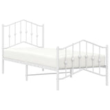 Metal Bed Frame without Mattress with Footboard White 90x200cm 373849