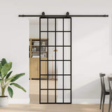 Sliding Door with Hardware Set Black 76x205 cm ESG Glass 3375933