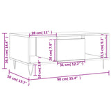 Coffee Table White 90x50x36.5 cm Engineered Wood 830588