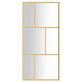 Walk-in Shower Wall with Clear ESG Glass Gold 90x195 cm 154955