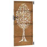 Garden Gate 85x200 cm Corten Steel Tree Design 153213