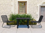 Dining Set Black Poly rattan, powder-coated steel, tempered glass 3060249