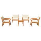 Bistro Set with Cushion 5 pcs Brown Polyester 3328619