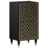 Side Cabinet Black Solid mango wood, engineered wood 358344