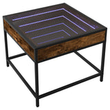 Coffee Table with Infinity LED Smoked Oak 50x50x41 cm 847679