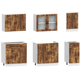7 Piece Kitchen Cabinet Set "Kalmar" Smoked Oak Engineered Wood 3314756