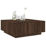 Coffee Table with Infinity LED Brown Oak 100x100x40 cm 3284048