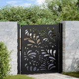 ZNTS Garden Gate Black 105x106 cm Steel Wave Design 4100969