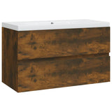 Sink Cabinet with Built-in Basin Smoked Oak Engineered Wood 3120342