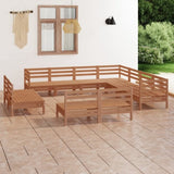 ZNTS 11 Piece Garden Lounge Set Solid Wood Pine Honey Brown 3083157