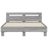 Bed Frame with LED without Mattress Grey Sonoma 150x200 cm King Size 3207544