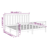 Bed Frame without Mattress White 200x200 cm Solid Wood Pine 3106724