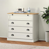 Chest of Drawers VIGO White 80x40x76 cm Solid Wood Pine 353161