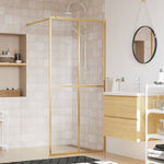 Walk-in Shower Wall with Clear ESG Glass Gold 100x195 cm 154947