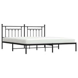 Bed Frame Black Powder-Coated Steel Double Bed Frame 353543