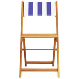 5 Piece Garden Dining Set Blue and White Fabric and Solid Wood 3281789