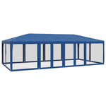 Party Tent with 12 Mesh Sidewalls Blue 8x4 m HDPE 4010072