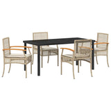 Garden Dining Set with Cushion 5 pcs Beige and Black Rattan 3380830