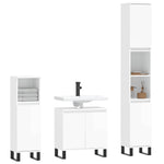 ZNTS 3 Piece Bathroom Cabinet Set High Gloss White Engineered Wood 3187799
