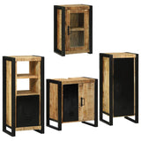 Bathroom Furniture Set with Shelf 4 pcs Brown Solid Mango Wood 3305700
