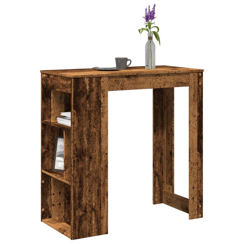 ZNTS Bar Table with Racks Old Wood 102x50x103.5 cm Engineered Wood 854362