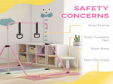 Adjustable Height, Foldable Kids Gymnastics Bar w/ Non-slip Rubber Floor Rings, for 3 Years, Pink T3398P422350