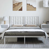 Metal Bed Frame without Mattress with Headboard White 193x203cm 374492