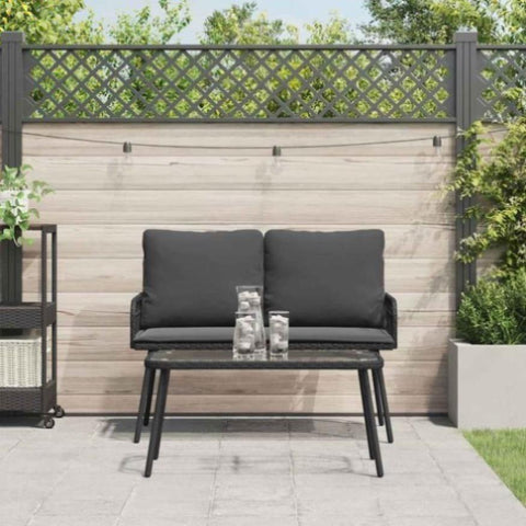 Garden Dining Set 2 pcs Black Poly Rattan 3328646