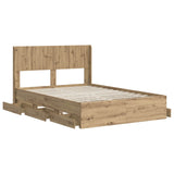 Bed Frame with Storage and Headboard Artisan Oak 120 x 200 cm 3445804