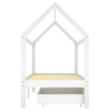 Kids Bed Frame with Drawers White Solid Pine Wood 90x200 cm 322141