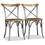 Dining Chairs 6 pcs Solid Mango Wood and Steel Cross Back 274909