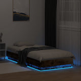 Bed Frame without Mattress with LED Lights Smoked Oak 75x190 cm Small Single 839550