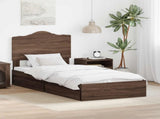 Storage Bed with Drawer Brown Oak 90 x 200 cm Engineered Wood 3413547