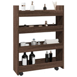 Narrow Storage Trolley 4 Tier Brown Oak Engineered Wood 855265
