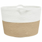 Laundry Basket Beige and White 60x36 cm Cotton 358475