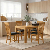 Dining Set 5 pcs Black Solid Oak Wood 3430340
