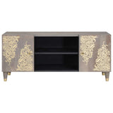 TV Cabinet with Shelf Grey 105 x 33 x 46 cm Solid Mango Wood 4018772