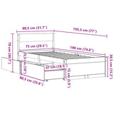 Bed Frame without Mattress 75x190 cm Small Single Solid Wood Pine 846807