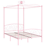 Canopy Bed Frame without Mattress Pink Metal 140x200 cm 284489