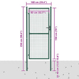 Fence Gate Steel 100x200 cm Green 145736