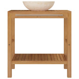 Bathroom Vanity Cabinet Solid Teak with Sink Marble Cream 3058162