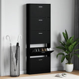 Shoe Cabinet Black 59x17x169 cm Engineered Wood 342512