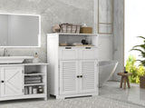 Three-Part Bathroom Storage Unit, with Shelf, Drawers & Cupboard - White T3398P329942