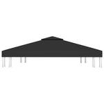 2-Tier Gazebo Top Cover 310 g/m² 3x3 m Black 312072