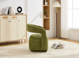 065 Chenille Fabric Accent Chair Armchair With Fabric Covered Wooden 360&deg Swivel Base, Green W1397P388515