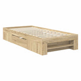 Bed Frame with Headboard Sonoma Oak 90 x 200 cm Engineered Wood 3408804