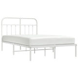 Bed Frame White Powder-Coated Steel Double Bed Frame 352625