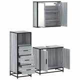3 Piece Bathroom Furniture Set Grey Sonoma Engineered Wood 3301008