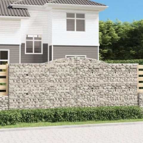Arched Gabion Baskets 10 pcs 400x50x160/180 cm Galvanised Iron 3147043